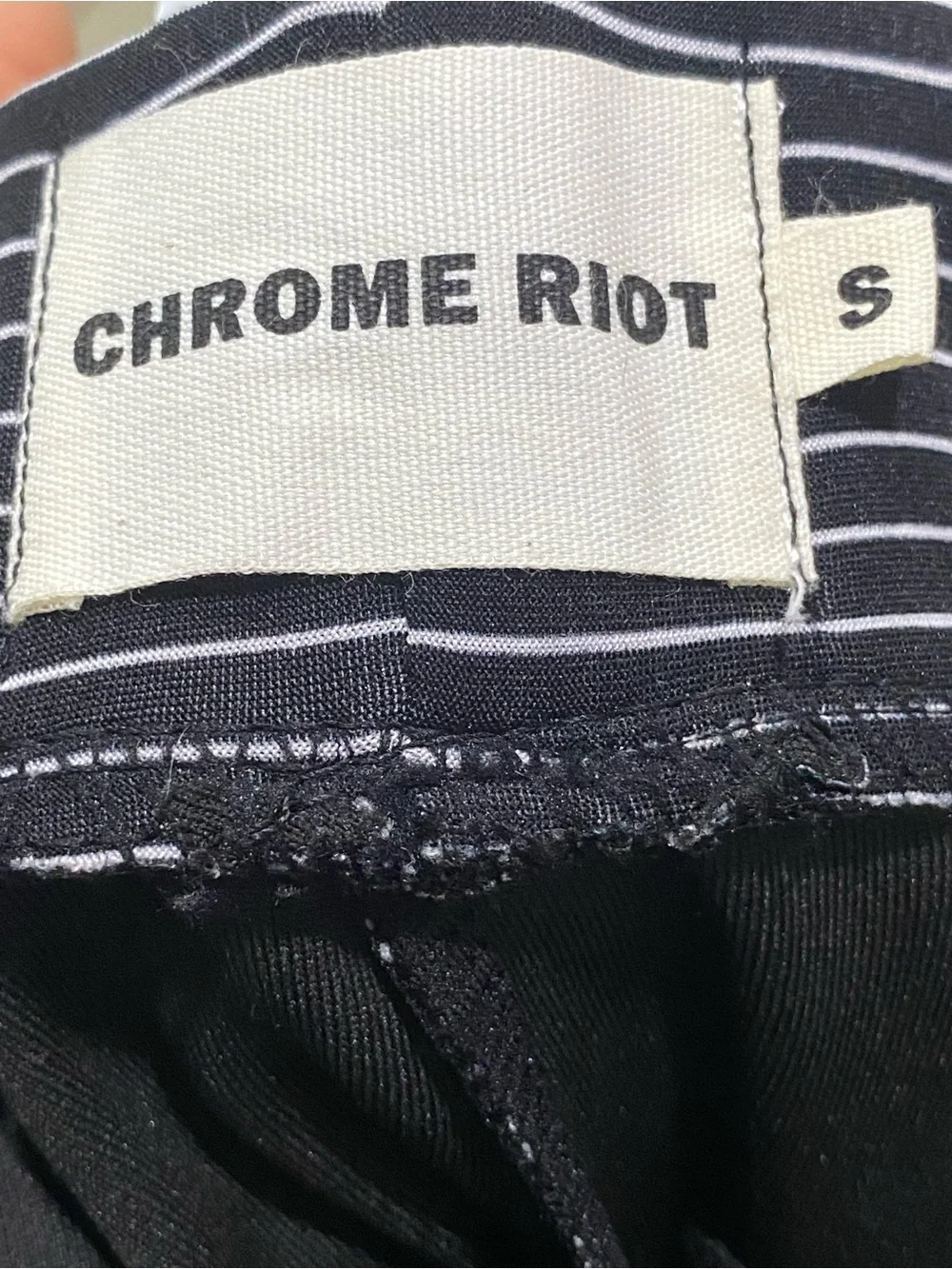 Chrome Riot High Waist Pinstripe Wide Leg Pants Black and White Pleated Trousers